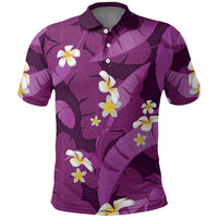 Purple Banana Leaf Hawaii Polo Shirt Lau Maia Plumeria Tropical Summer Vibes
