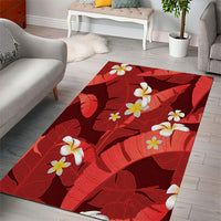 Red Banana Leaf Hawaii Area Rug Lau Maia Plumeria Tropical Summer Vibes
