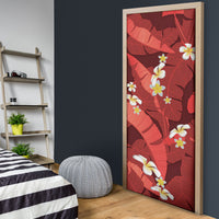 Red Banana Leaf Hawaii Door Cover Lau Maia Plumeria Tropical Summer Vibes