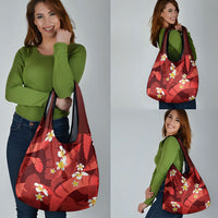 Red Banana Leaf Hawaii Grocery Bag Lau Maia Plumeria Tropical Summer Vibes LT14 - Polynesian Pride