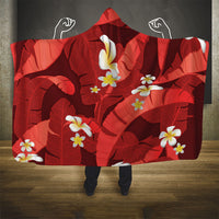 Red Banana Leaf Hawaii Hooded Blanket Lau Maia Plumeria Tropical Summer Vibes
