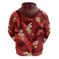 Red Banana Leaf Hawaii Hoodie Lau Maia Plumeria Tropical Summer Vibes
