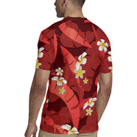 Red Banana Leaf Hawaii Rugby Jersey Lau Maia Plumeria Tropical Summer Vibes