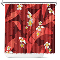 Red Banana Leaf Hawaii Shower Curtain Lau Maia Plumeria Tropical Summer Vibes