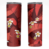 Red Banana Leaf Hawaii Skinny Tumbler Lau Maia Plumeria Tropical Summer Vibes LT14 Red - Polynesian Pride