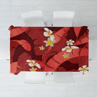 Red Banana Leaf Hawaii Tablecloth Lau Maia Plumeria Tropical Summer Vibes