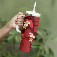 Red Banana Leaf Hawaii Tumbler With Handle Lau Maia Plumeria Tropical Summer Vibes