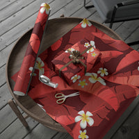 Red Banana Leaf Hawaii Wrapping Paper Lau Maia Plumeria Tropical Summer Vibes
