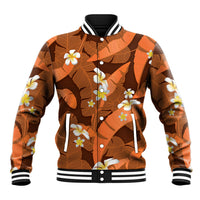 Orange Banana Leaf Hawaii Baseball Jacket Lau Maia Plumeria Tropical Summer Vibes
