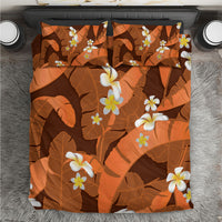 Orange Banana Leaf Hawaii Bedding Set Lau Maia Plumeria Tropical Summer Vibes