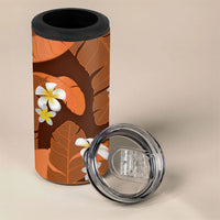 Orange Banana Leaf Hawaii 4 in 1 Can Cooler Tumbler Lau Maia Plumeria Tropical Summer Vibes