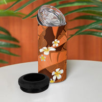 Orange Banana Leaf Hawaii 4 in 1 Can Cooler Tumbler Lau Maia Plumeria Tropical Summer Vibes