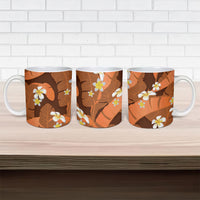 Orange Banana Leaf Hawaii Ceramic Mug Lau Maia Plumeria Tropical Summer Vibes LT14 - Polynesian Pride