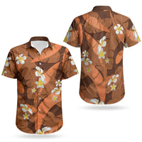 Orange Banana Leaf Hawaii Couples Matching Summer Maxi Dress and Hawaiian Shirt Lau Maia Plumeria Tropical Summer Vibes LT14 - Polynesian Pride