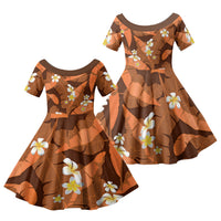 Orange Banana Leaf Hawaii Family Matching Long Sleeve Bodycon Dress and Hawaiian Shirt Lau Maia Plumeria Tropical Summer Vibes