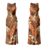 Orange Banana Leaf Hawaii Family Matching Tank Maxi Dress and Hawaiian Shirt Lau Maia Plumeria Tropical Summer Vibes LT14 Mom's Dress Orange - Polynesian Pride