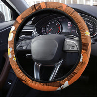 Orange Banana Leaf Hawaii Steering Wheel Cover Lau Maia Plumeria Tropical Summer Vibes