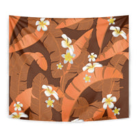Orange Banana Leaf Hawaii Tapestry Lau Maia Plumeria Tropical Summer Vibes