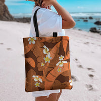 Orange Banana Leaf Hawaii Tote Bag Lau Maia Plumeria Tropical Summer Vibes