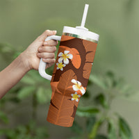 Orange Banana Leaf Hawaii Tumbler With Handle Lau Maia Plumeria Tropical Summer Vibes LT14 - Polynesian Pride