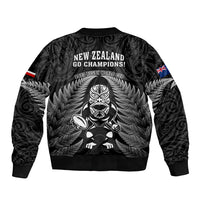 New Zealand Aotearoa Rugby Bomber Jacket NZ Tiki With Maori Fern World Cup Black Version LT14 - Polynesian Pride
