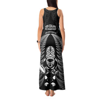 New Zealand Aotearoa Rugby Tank Maxi Dress NZ Tiki With Maori Fern World Cup Black Version LT14 - Polynesian Pride