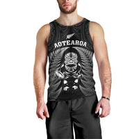 Custom New Zealand Aotearoa Rugby Men Tank Top NZ Tiki With Maori Fern World Cup Black Version LT14 - Polynesian Pride