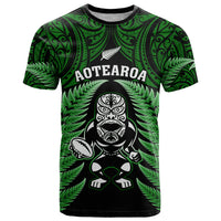 New Zealand Aotearoa Rugby T Shirt NZ Tiki With Maori Fern World Cup Green Version LT14 Green - Polynesian Pride