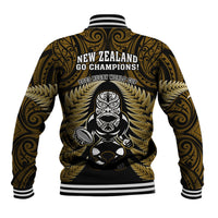 New Zealand Aotearoa Rugby Baseball Jacket NZ Tiki With Maori Fern World Cup Gold Version LT14 - Polynesian Pride