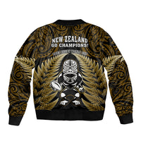 New Zealand Aotearoa Rugby Bomber Jacket NZ Tiki With Maori Fern World Cup Gold Version LT14 - Polynesian Pride