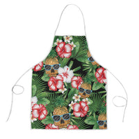 Pineapple Skull Aloha Hawaii Apron Summer Vibes Tropical Seamless Pattern LT14 Black - Polynesian Pride