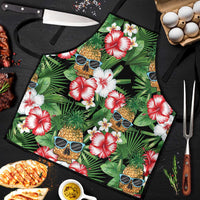Pineapple Skull Aloha Hawaii Apron Summer Vibes Tropical Seamless Pattern LT14 Black - Polynesian Pride