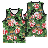 Pineapple Skull Aloha Hawaii Basketball Jersey Summer Vibes Tropical Seamless Pattern LT14 - Polynesian Pride