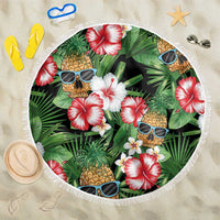 Pineapple Skull Aloha Hawaii Beach Blanket Summer Vibes Tropical Seamless Pattern LT14 One Size 150cm Black - Polynesian Pride