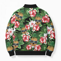 Pineapple Skull Aloha Hawaii Bomber Puffer Jacket Summer Vibes Tropical Seamless Pattern LT14 - Polynesian Pride