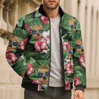 Pineapple Skull Aloha Hawaii Bomber Puffer Jacket Summer Vibes Tropical Seamless Pattern LT14 - Polynesian Pride