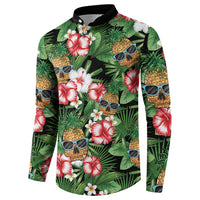 Pineapple Skull Aloha Hawaii Button Sweatshirt Summer Vibes Tropical Seamless Pattern LT14 - Polynesian Pride