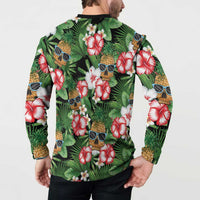 Pineapple Skull Aloha Hawaii Button Sweatshirt Summer Vibes Tropical Seamless Pattern LT14 - Polynesian Pride