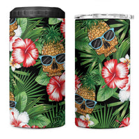 Pineapple Skull Aloha Hawaii 4 in 1 Can Cooler Tumbler Summer Vibes Tropical Seamless Pattern - Polynesian Pride