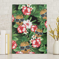 Pineapple Skull Aloha Hawaii Canvas Wall Art Summer Vibes Tropical Seamless Pattern LT14 Without Frame Black - Polynesian Pride