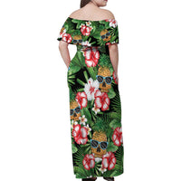 Pineapple Skull Aloha Hawaii Family Matching Off Shoulder Maxi Dress and Hawaiian Shirt Summer Vibes Tropical Seamless Pattern - Polynesian Pride
