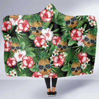 Pineapple Skull Aloha Hawaii Hooded Blanket Summer Vibes Tropical Seamless Pattern - Polynesian Pride