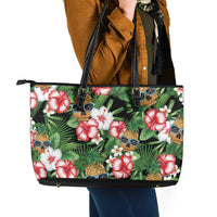 Pineapple Skull Aloha Hawaii Leather Tote Bag Summer Vibes Tropical Seamless Pattern - Polynesian Pride