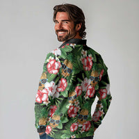 Pineapple Skull Aloha Hawaii Long Sleeve Polo Shirt Summer Vibes Tropical Seamless Pattern LT14 - Polynesian Pride