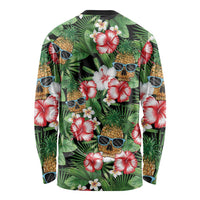 Pineapple Skull Aloha Hawaii Long Sleeve Shirt Summer Vibes Tropical Seamless Pattern LT14 - Polynesian Pride
