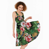 Pineapple Skull Aloha Hawaii Midi Dress Summer Vibes Tropical Seamless Pattern - Polynesian Pride