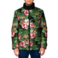Pineapple Skull Aloha Hawaii Padded Jacket Summer Vibes Tropical Seamless Pattern LT14 Men Black - Polynesian Pride