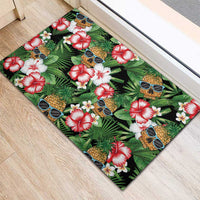 Pineapple Skull Aloha Hawaii Rubber Doormat Summer Vibes Tropical Seamless Pattern LT14 - Polynesian Pride