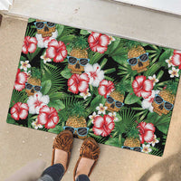 Pineapple Skull Aloha Hawaii Rubber Doormat Summer Vibes Tropical Seamless Pattern LT14 - Polynesian Pride