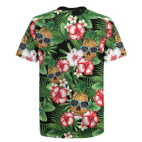 Pineapple Skull Aloha Hawaii Rugby Jersey Summer Vibes Tropical Seamless Pattern LT14 - Polynesian Pride